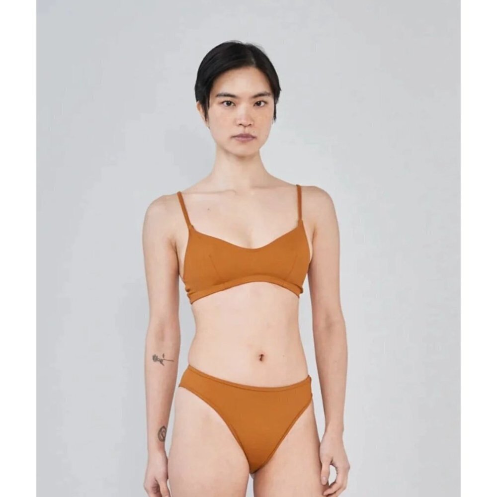 Nu Swim Bikini Set Women XXL Stas Top Carly High Cut Bottom Brown 2 Piece NEW